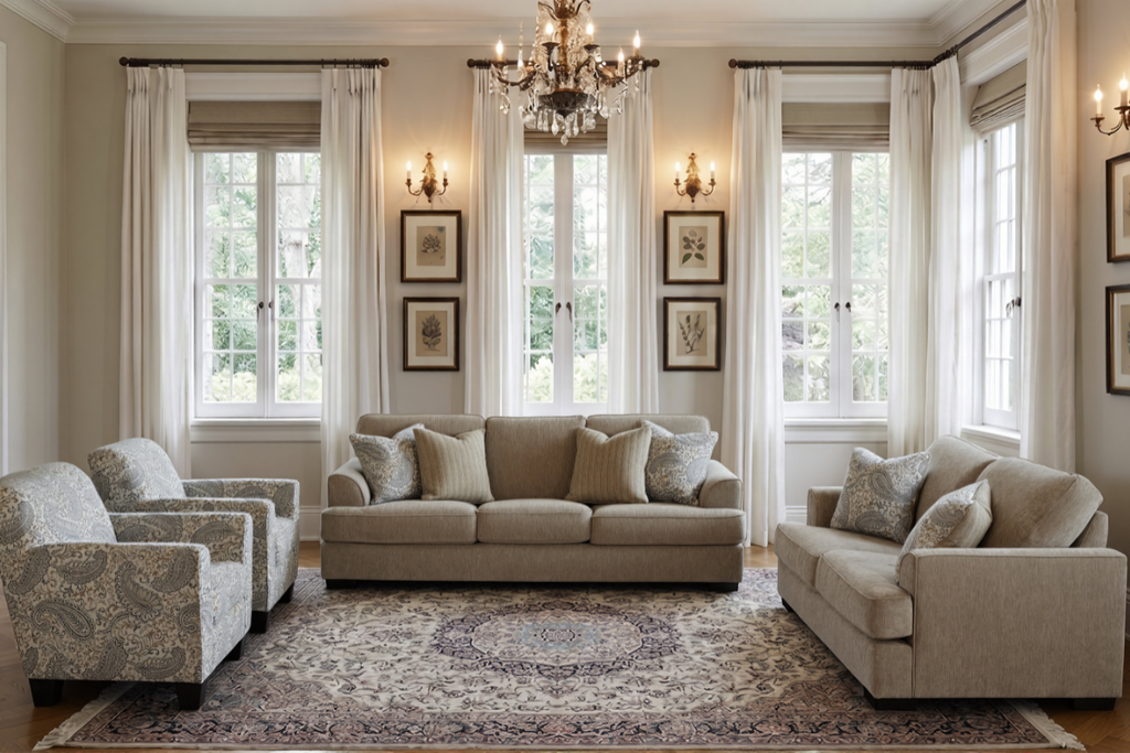 GAVIN 7 Seater Fabric Sofa (3+2+1+1)