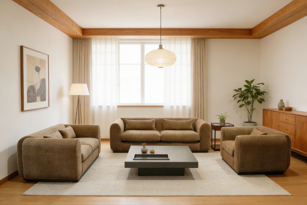 PLUSH 7 Seater Fabric Sofa (3+2+1+1)
