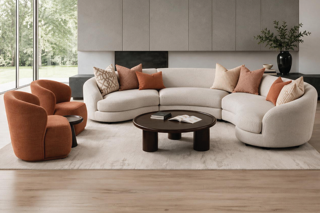 LEXUS Fabric Modular Sofa + 2 Single Swivel Seaters